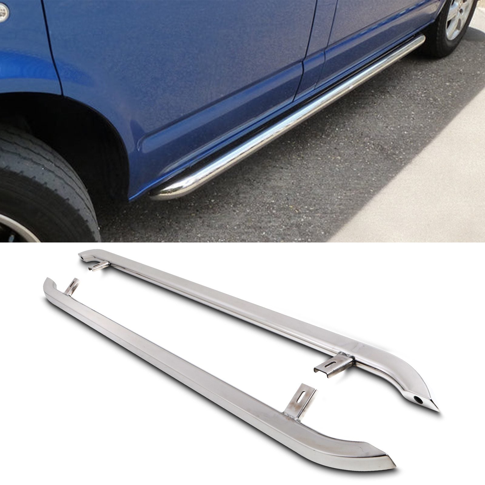 VW Transporter T5 & T6 SWB 03+ Stainless Steel Trapezoid Side Bars