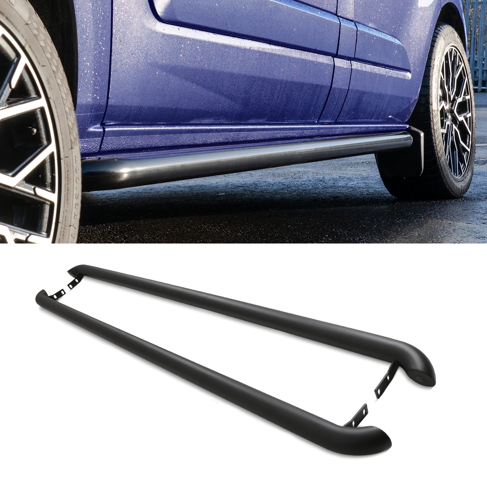 Ford Transit Custom LWB 2013+ Matte Black 2.4 Inch Side Bars