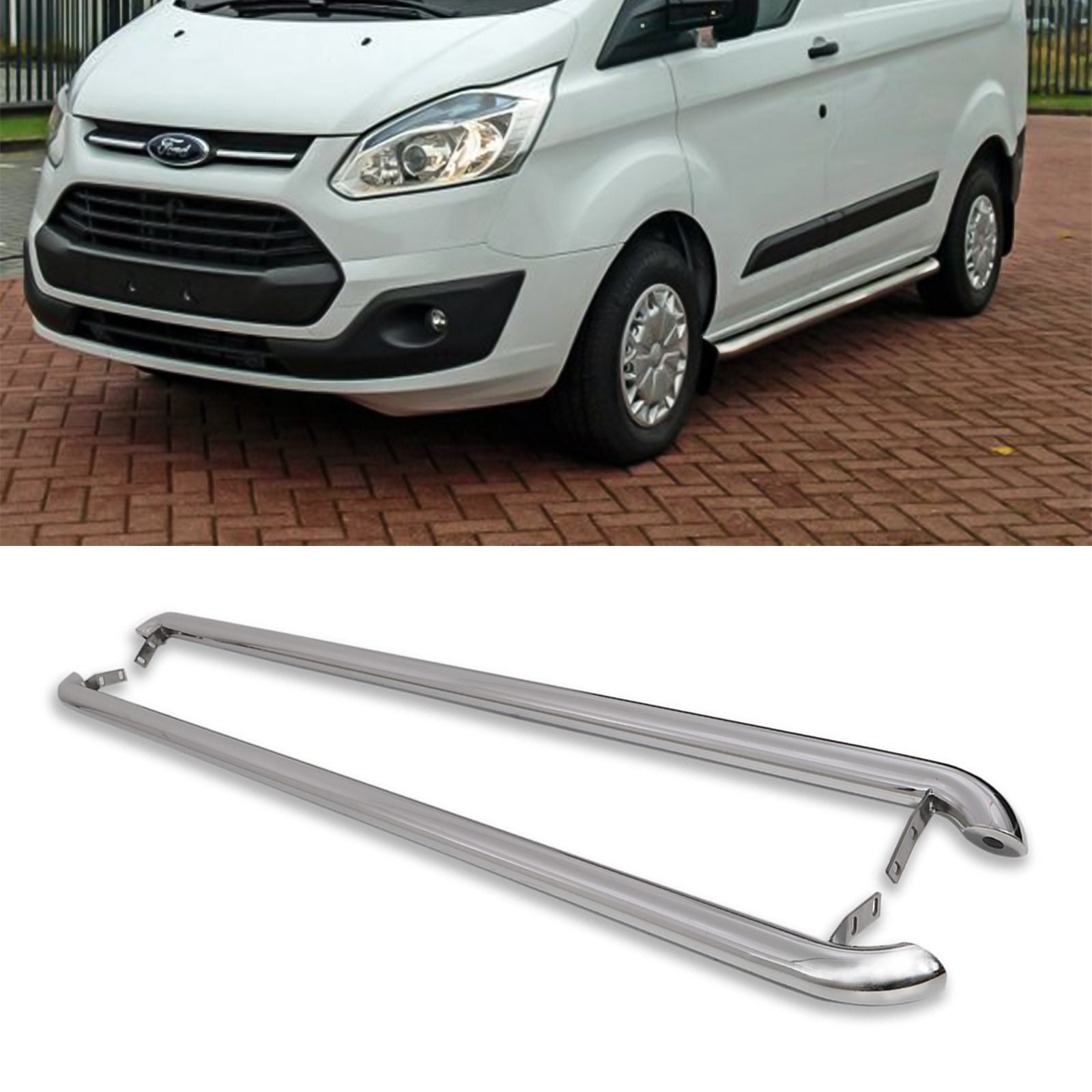 Ford Transit Custom SWB 2013+ Stainless Steel Side Bars