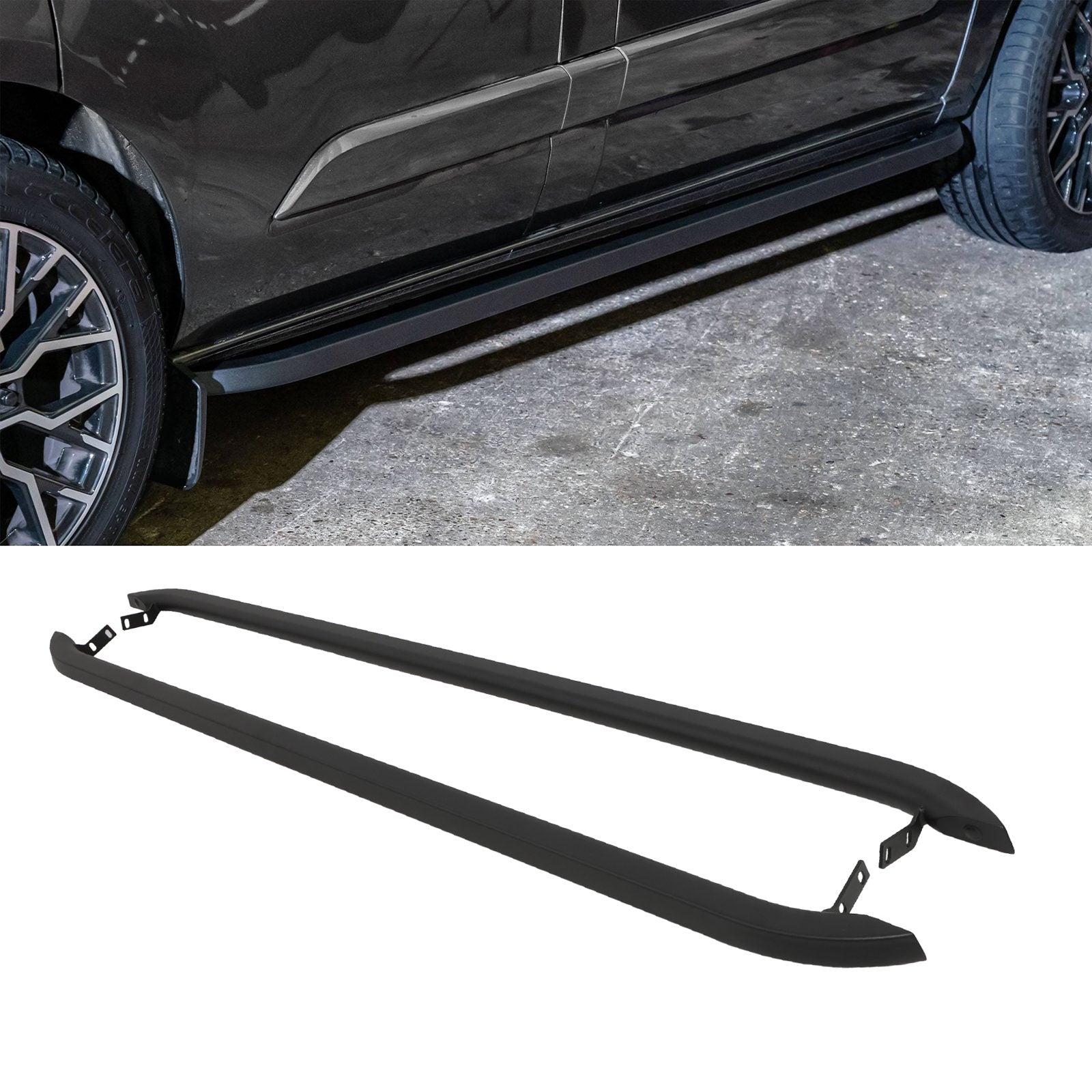 Ford Transit Custom SWB 2013+ Matte Black Trapezoid Side Bars