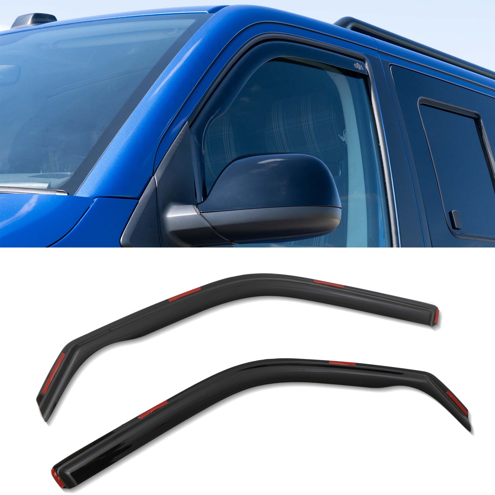 VW Transporter T5 T6 03-21 Black Wind Deflectors