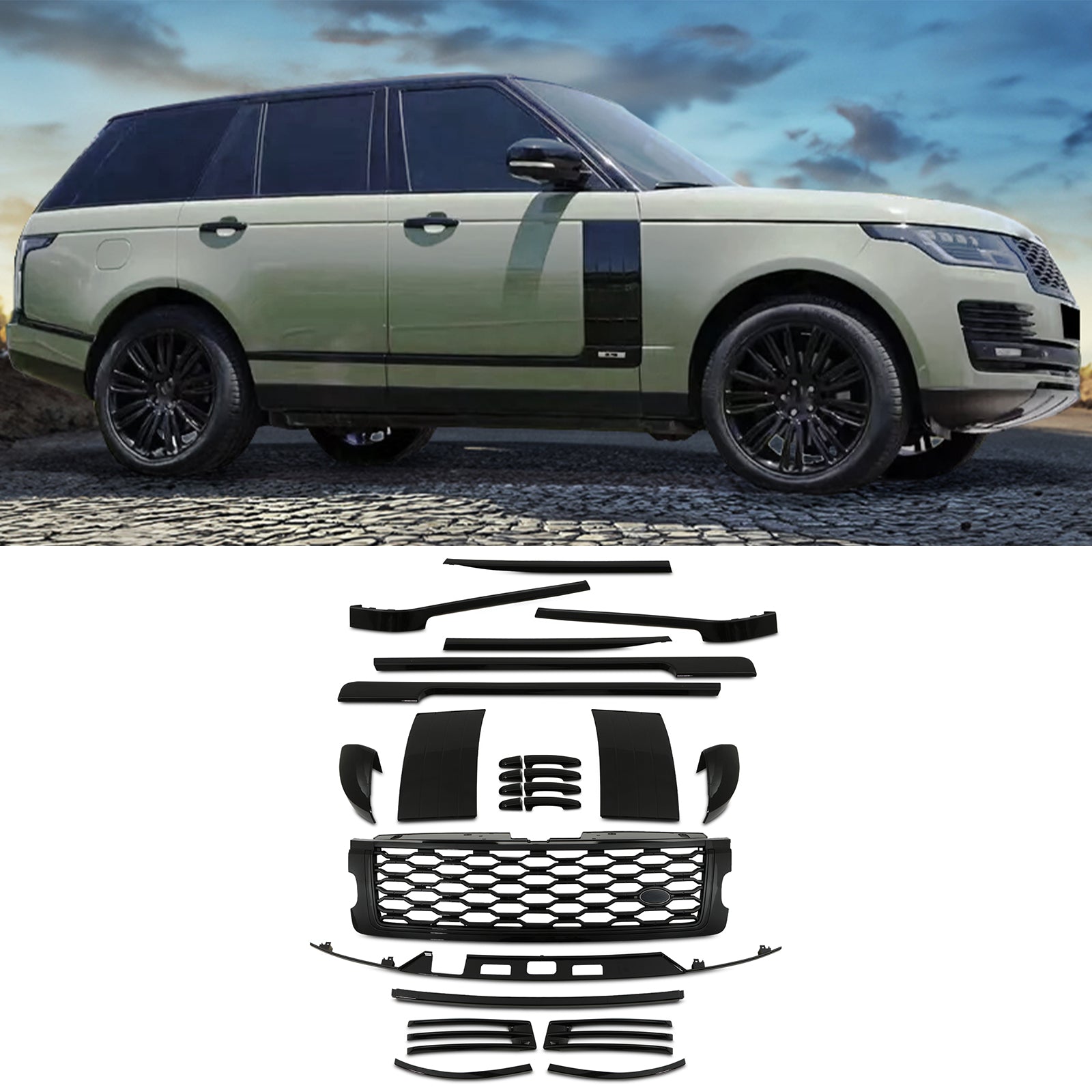 Predator 4x4 Black Pack Full Body Trim Kit To Fit Range Rover Vogue L405 2018-21