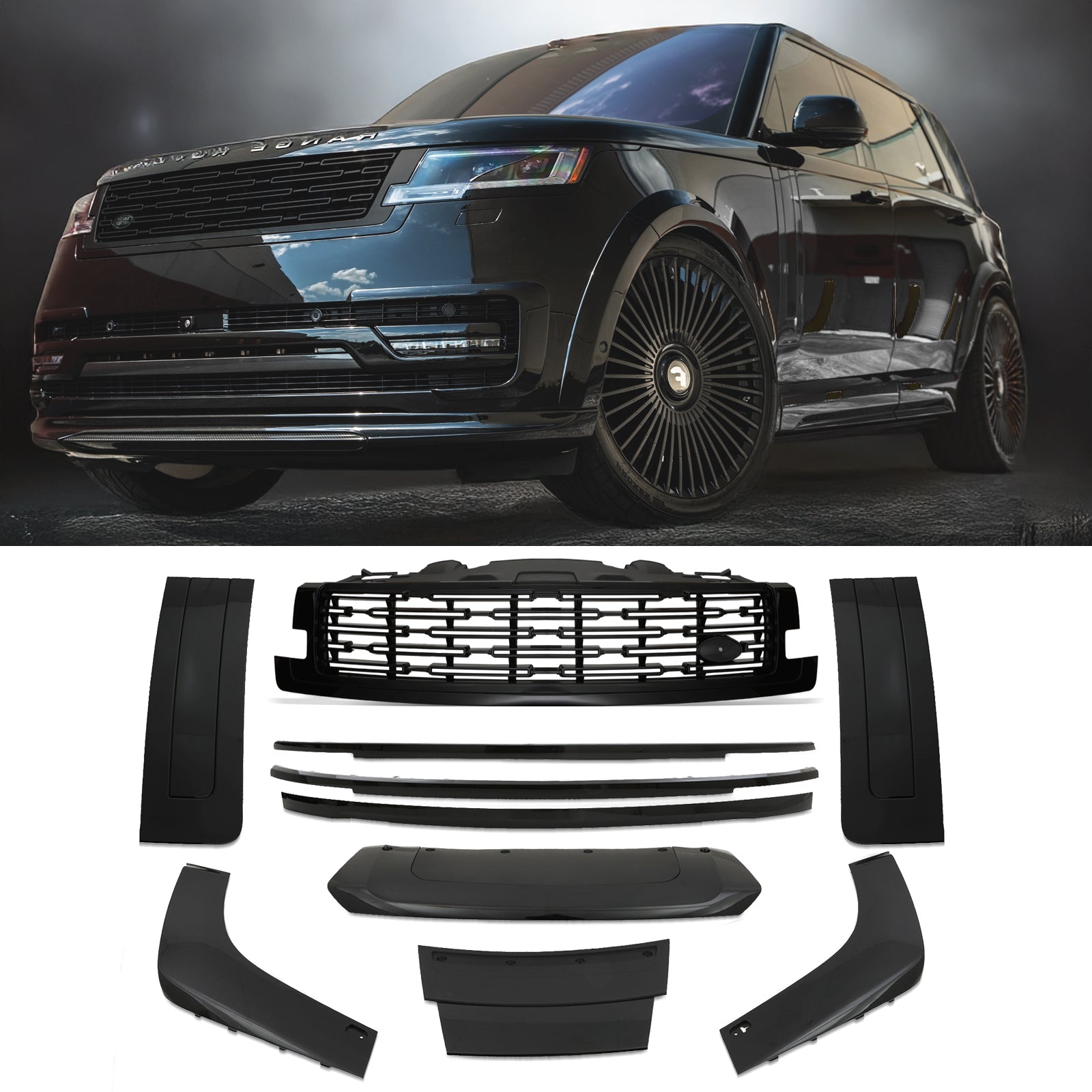 Predator 4x4 Black Body Trim Kit &amp; Grille To Fit Range Rover Vogue L460 2022+