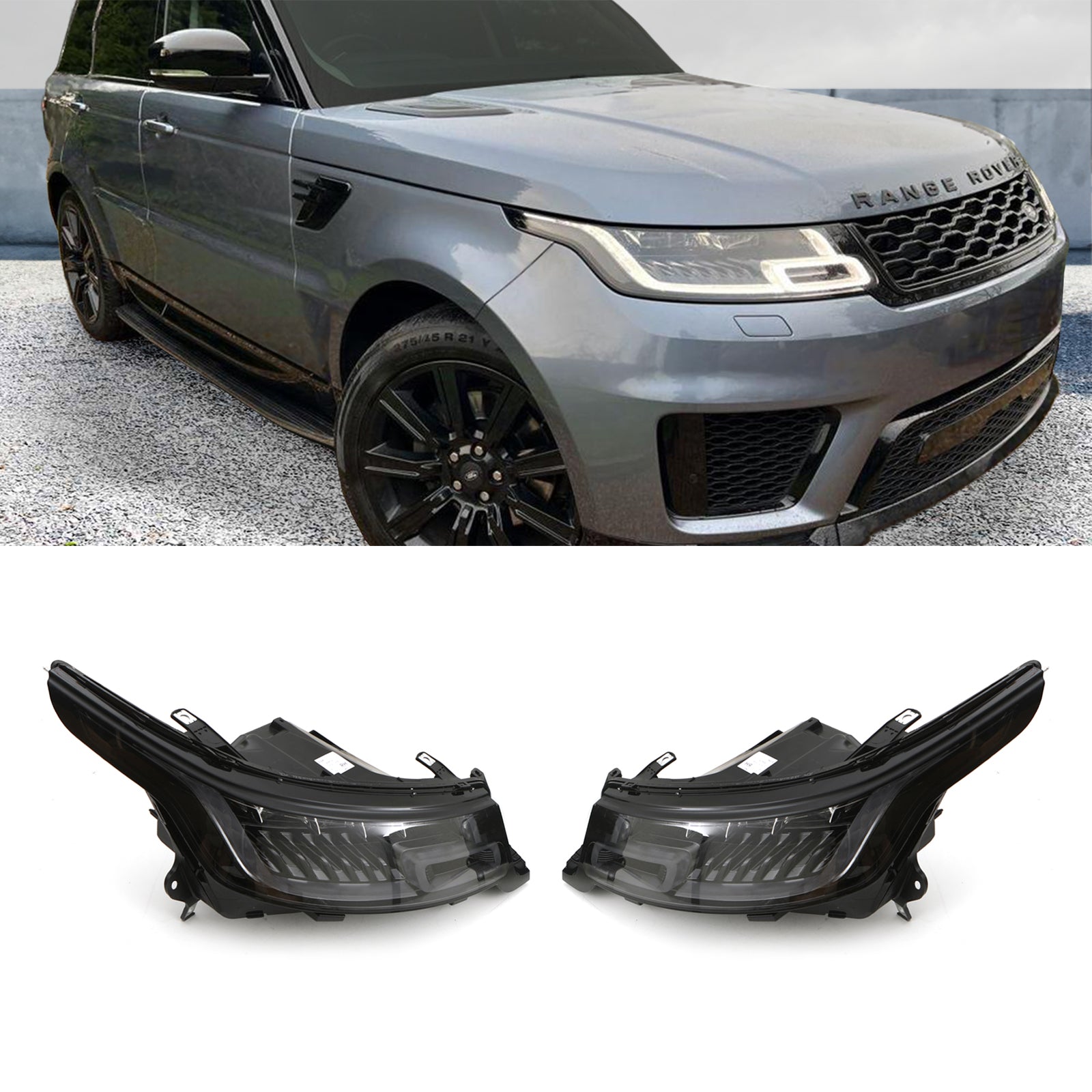 Predator 4x4 Front LED Headlights To Fit Range Rover Sport L494 18-21