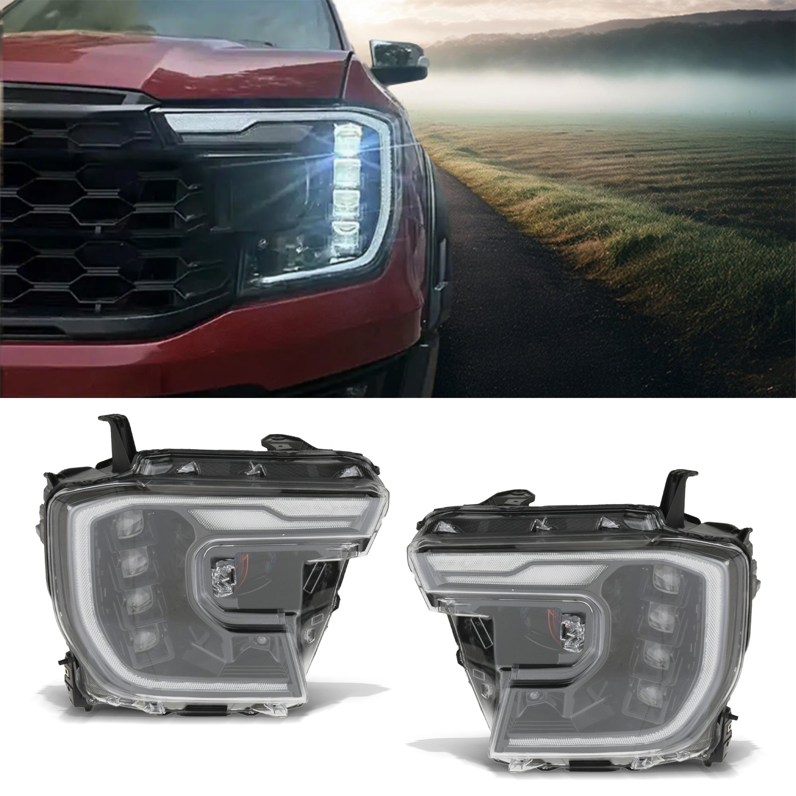 Ford Ranger T9 2023+ 4 Lens LED Clear Headlights