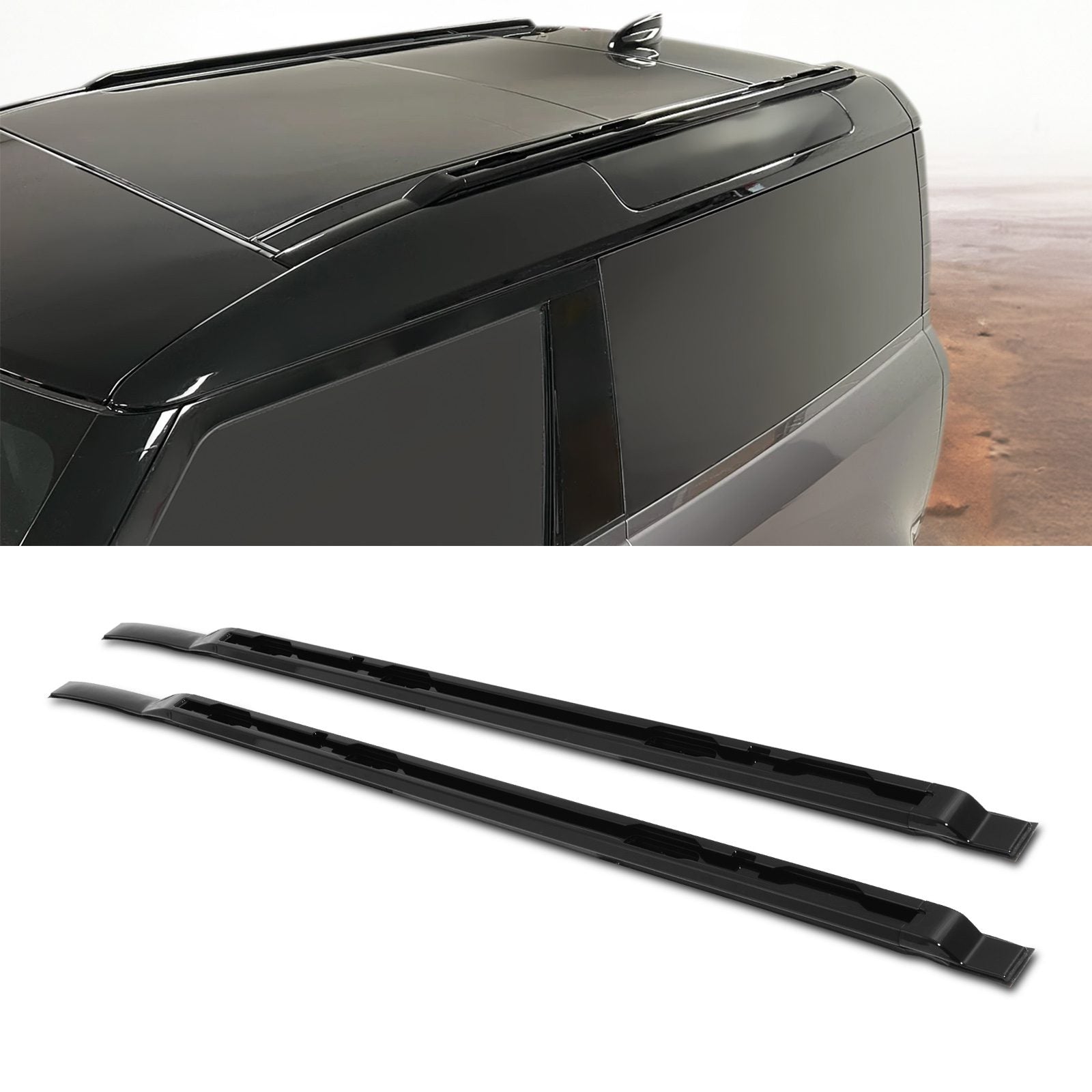 Predator 4x4 Gloss Black Aluminium Roof Rails To Fit Land Rover Defender 90 L663 2020+
