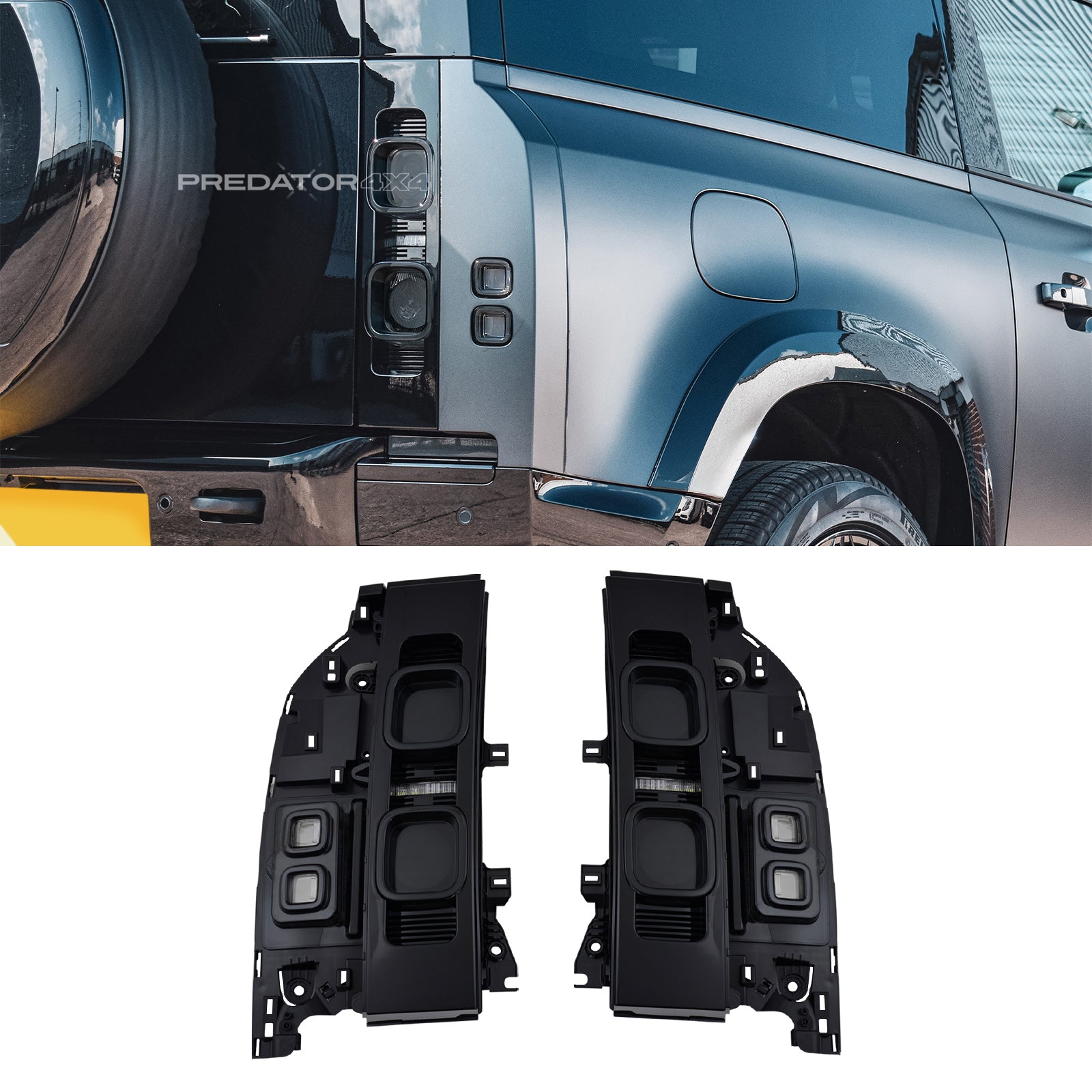 Predator 4x4 Rear LED Smoked Tail Lamps To Fit Land Rover Defender L663 2020+