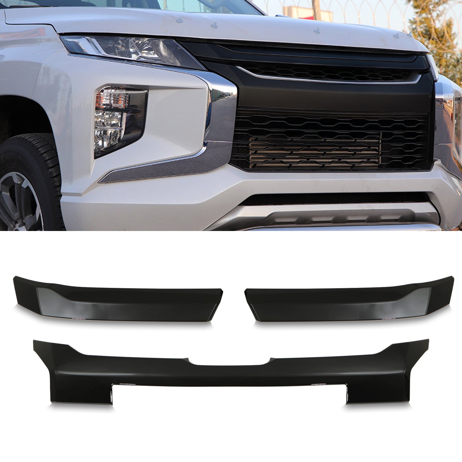 Gloss Black Mitsubishi L200 Triton Front Grille Insert Trim 2019+