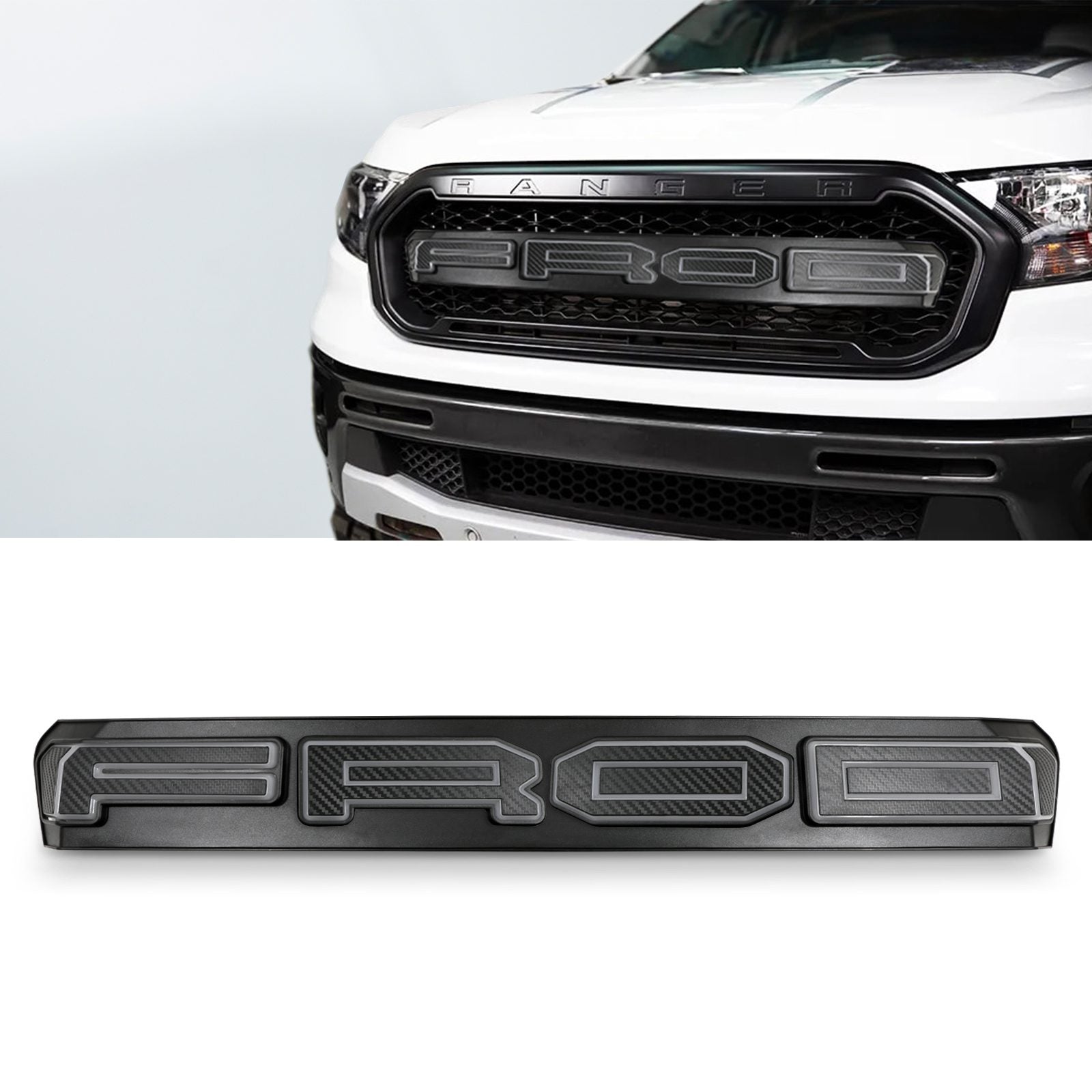 Ford Ranger T7 Wildtrak 15-17 Matte Black Grille With White LED Badge