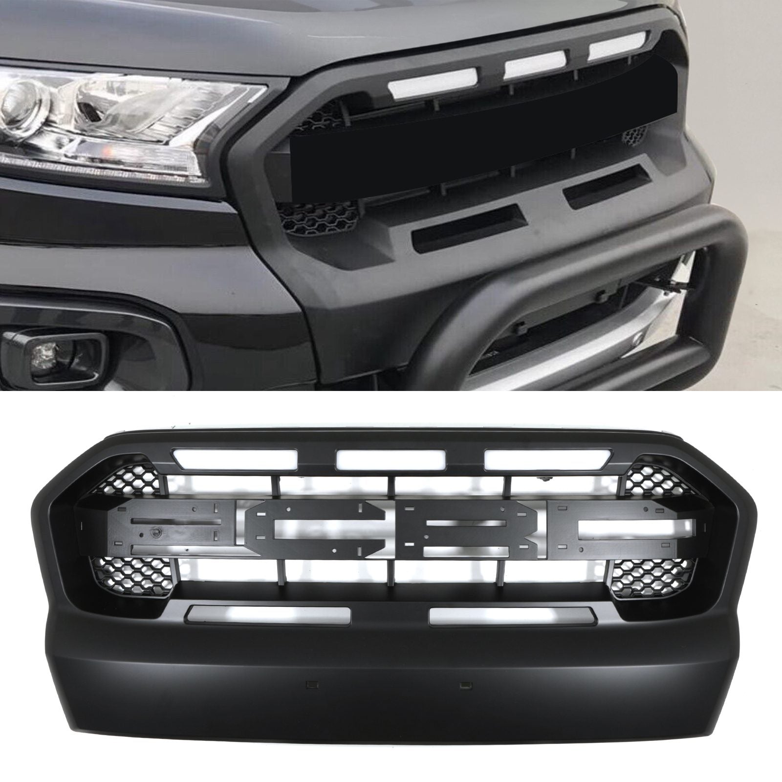 Ford Ranger T7 15-17 Matte Black LED Light Grille