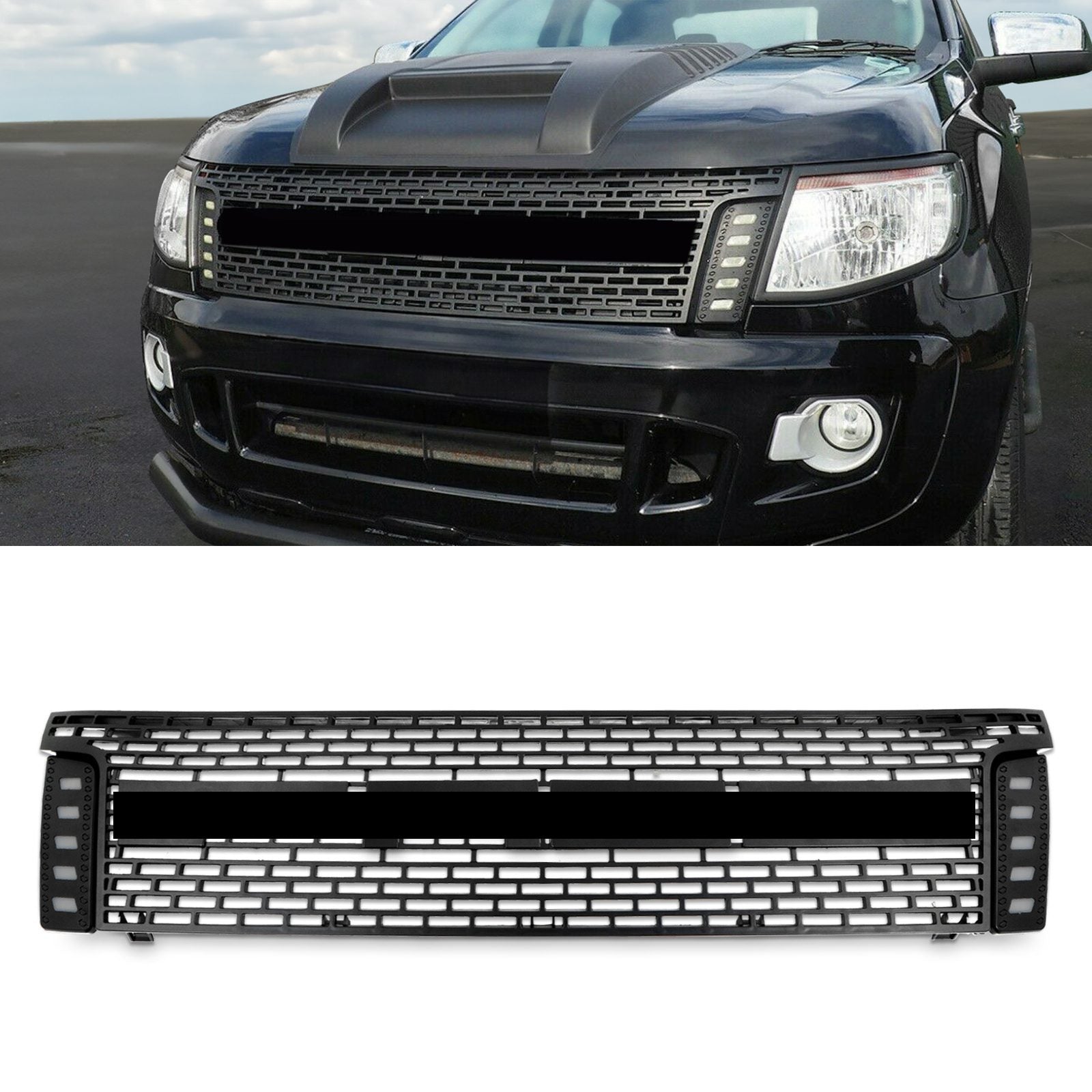 Ford Ranger T6 12-14 Matte Black LED Light Grille