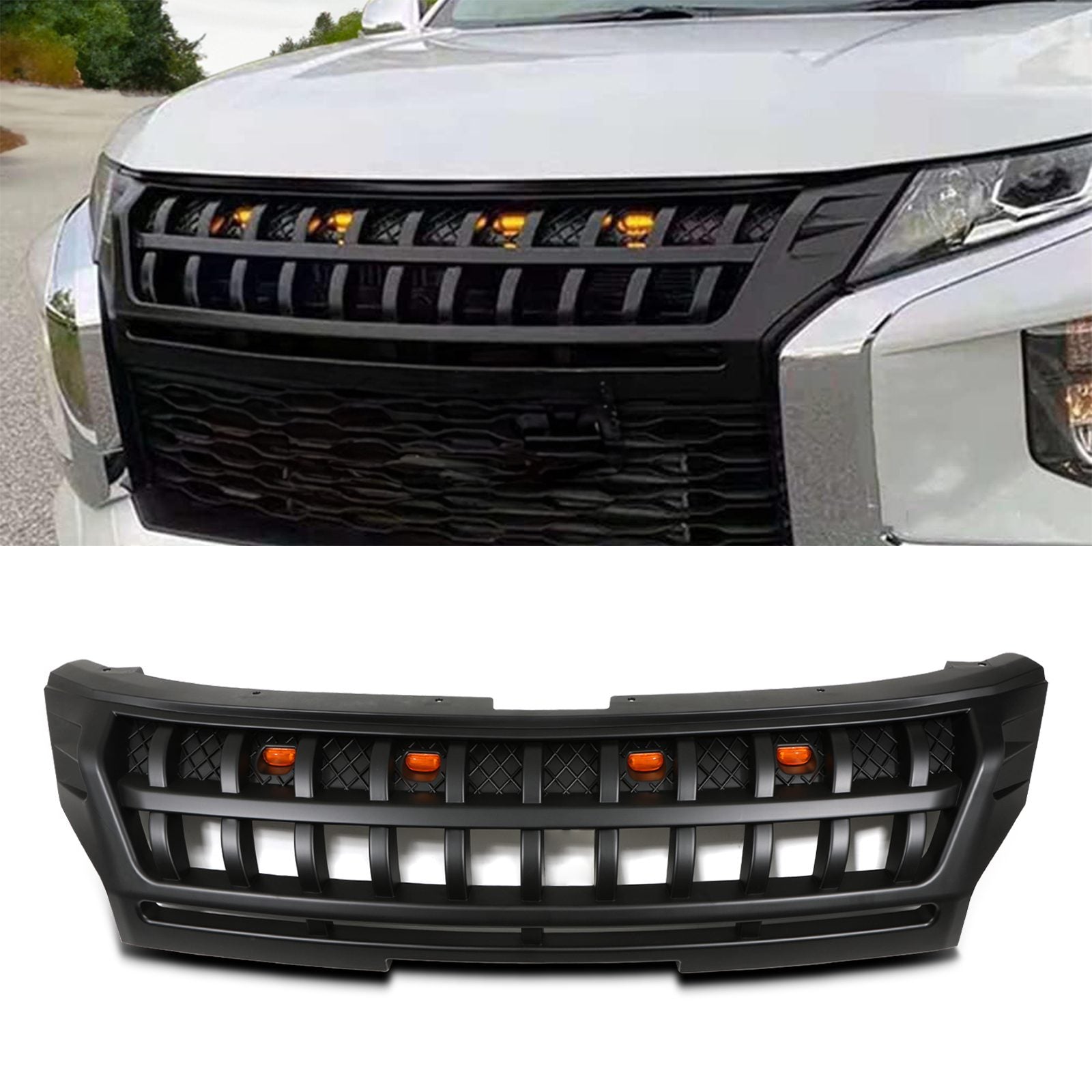 Mitsubishi L200 Triton 19-23 Black Grille With LED Lights