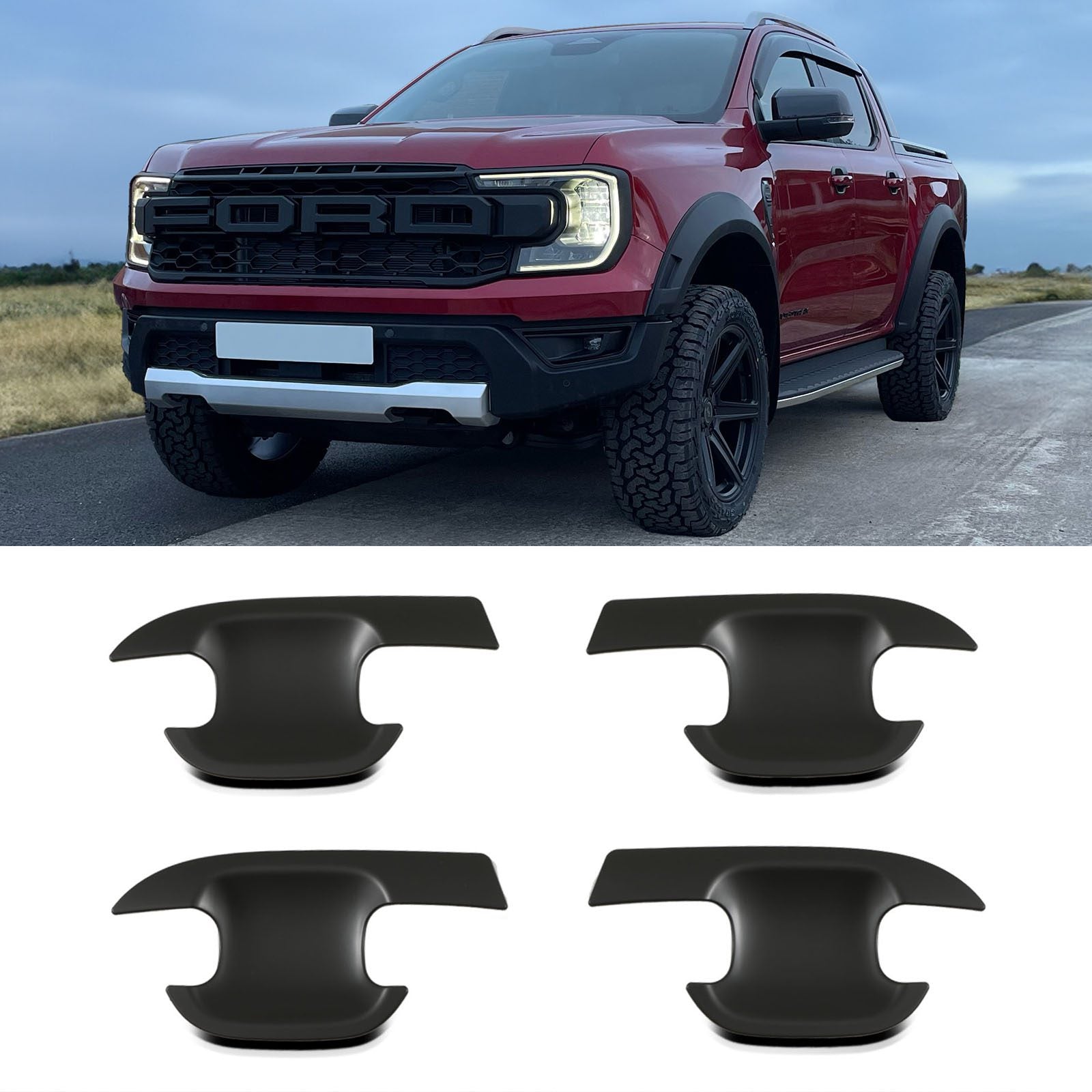 Ford Ranger T9 2023+ Matte Black Door Handle Inserts