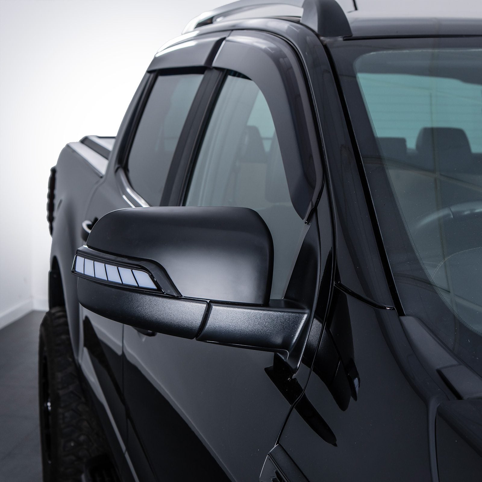 Ford Ranger T6 T7 T8 2011-2020 Black Door Mirror Covers With Sweeping LED Indicators