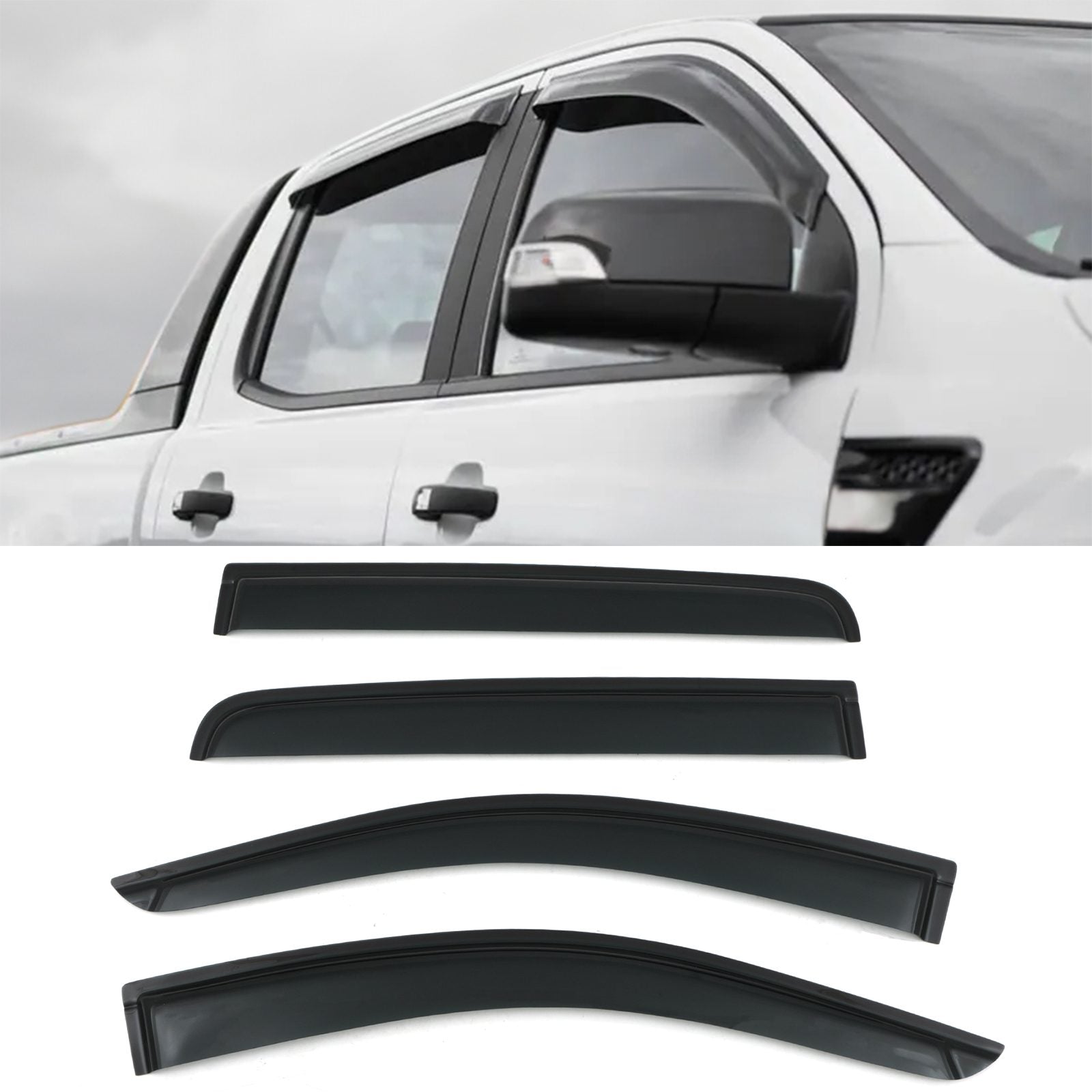 Ford Ranger T6 T7 T8 12-21 Black Wind Deflectors