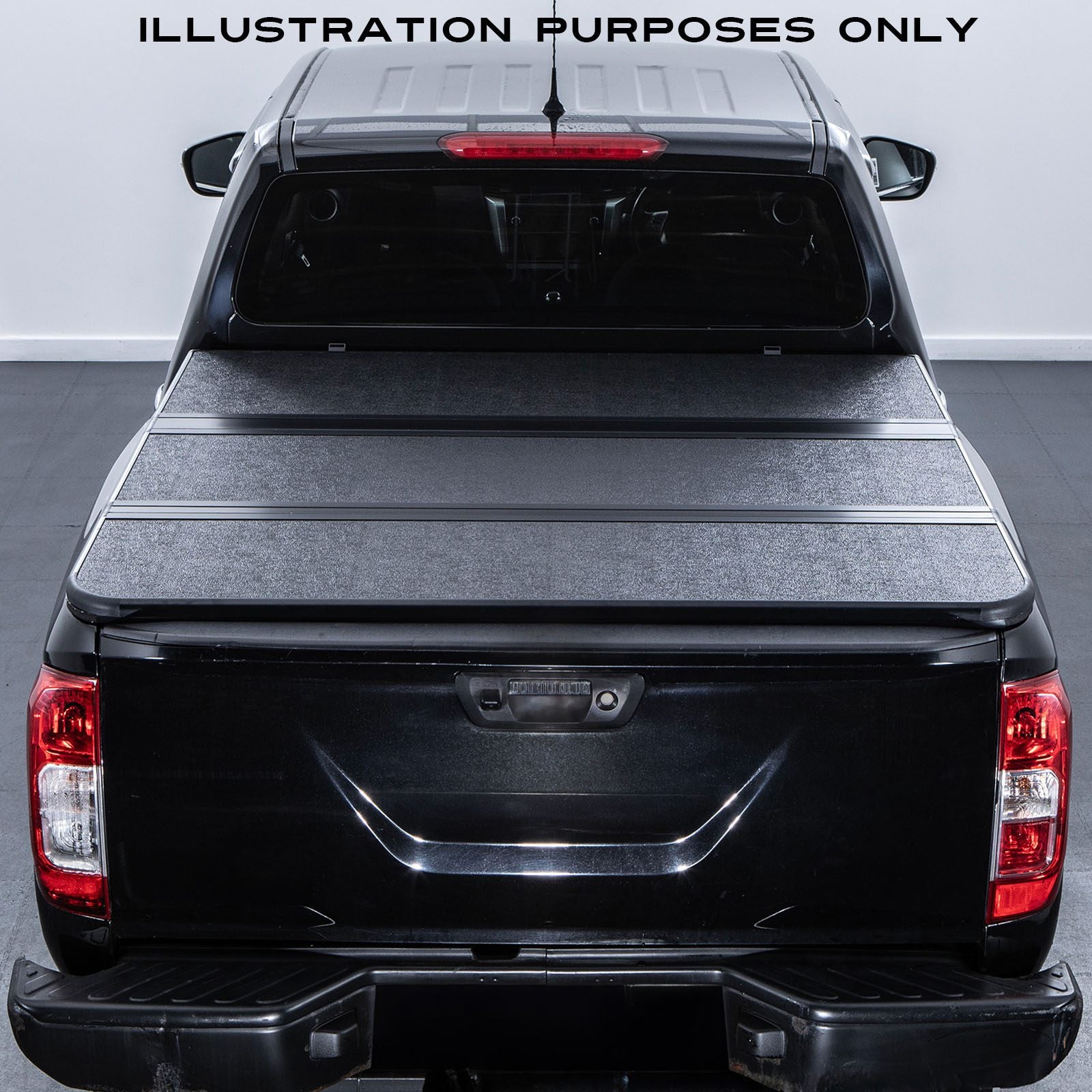 Toyota Hilux MK8 MK9 2015+ Black Tri-Fold Hard Tonneau Cover