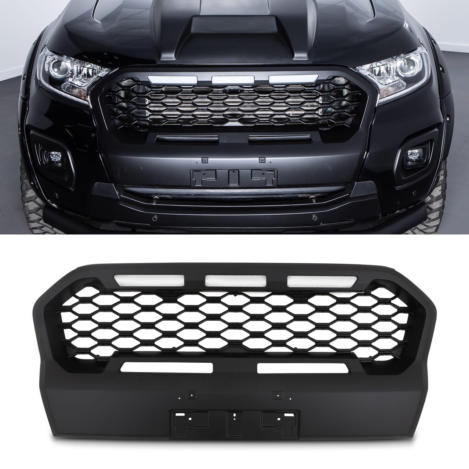 Ford Ranger T8 Wildtrak 19-21 Black Grille With LED Lights
