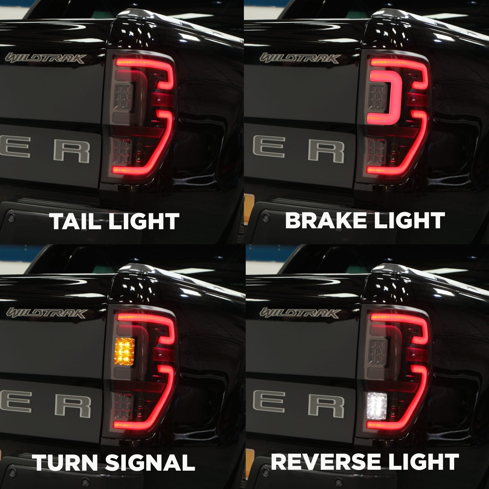 Ford Ranger T6 T7 T8 12-21 Rear LED Tinted Tail Lights