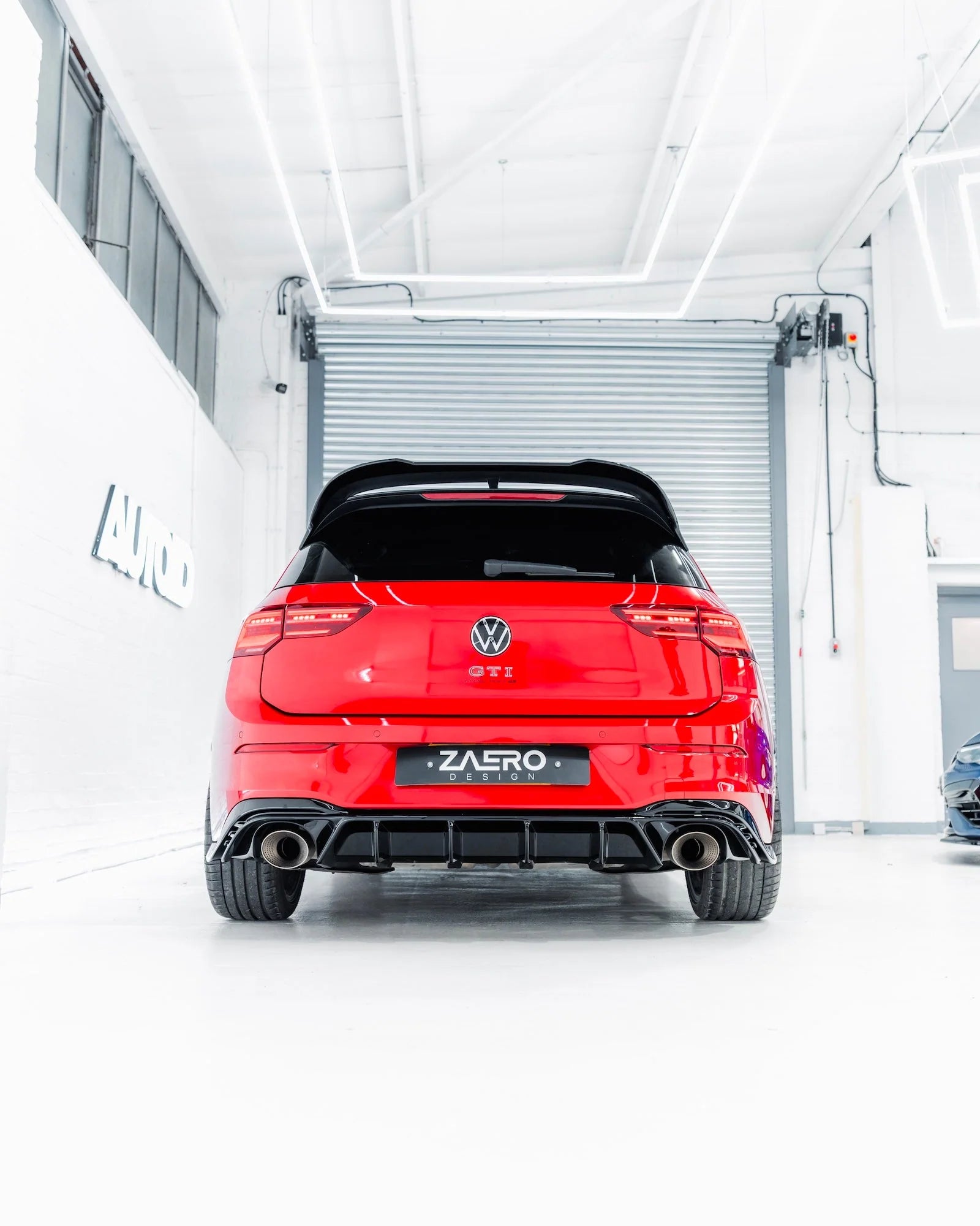VW Golf GTI Clubsport Mk8 EVO-1 Gloss Black Rear Diffuser by ZAERO (2020+)