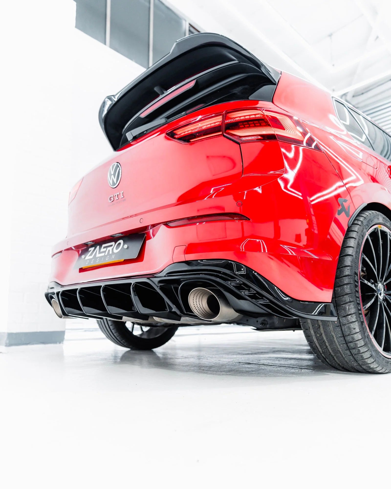 VW Golf GTI Clubsport Mk8 EVO-1 Gloss Black Rear Diffuser by ZAERO (2020+)