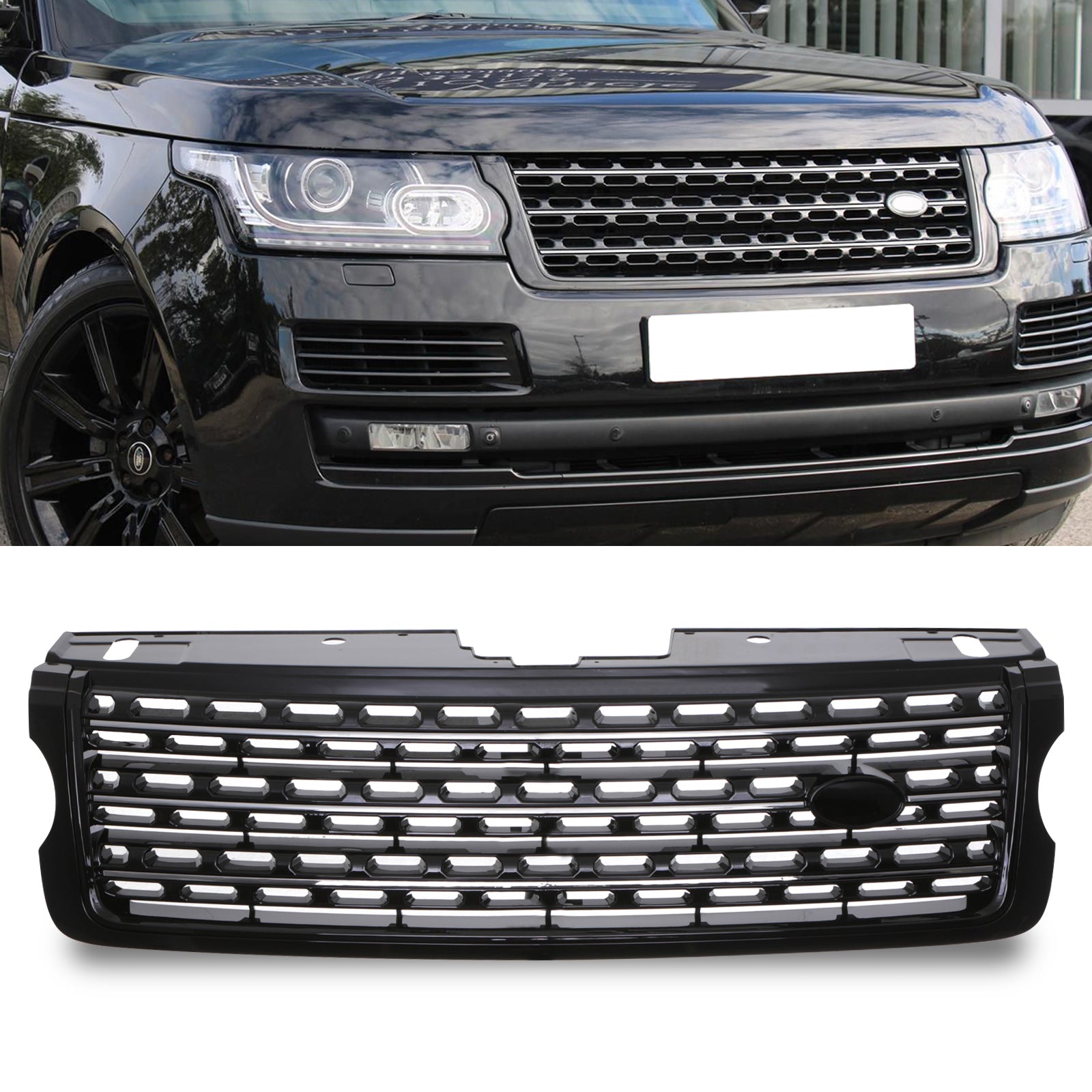 Predator 4x4 Black & Chrome Autobiography Style Front Grille To Fit Range Rover Vogue L405 13-17