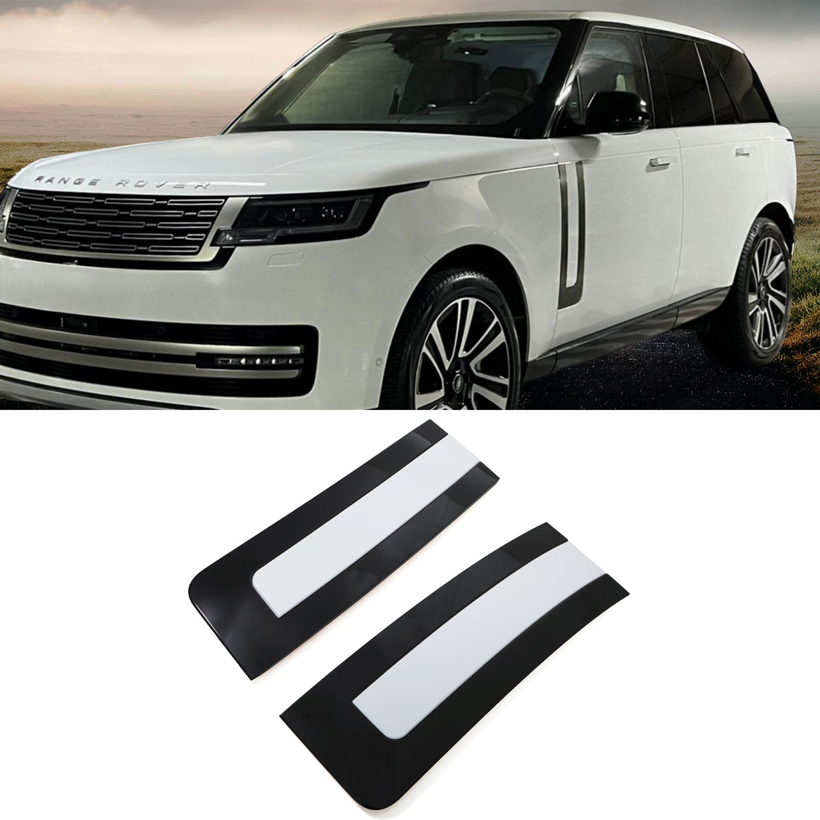Predator 4x4 White with Gloss Black Surround Side Vents To Fit Range Rover Vogue L460 2022+